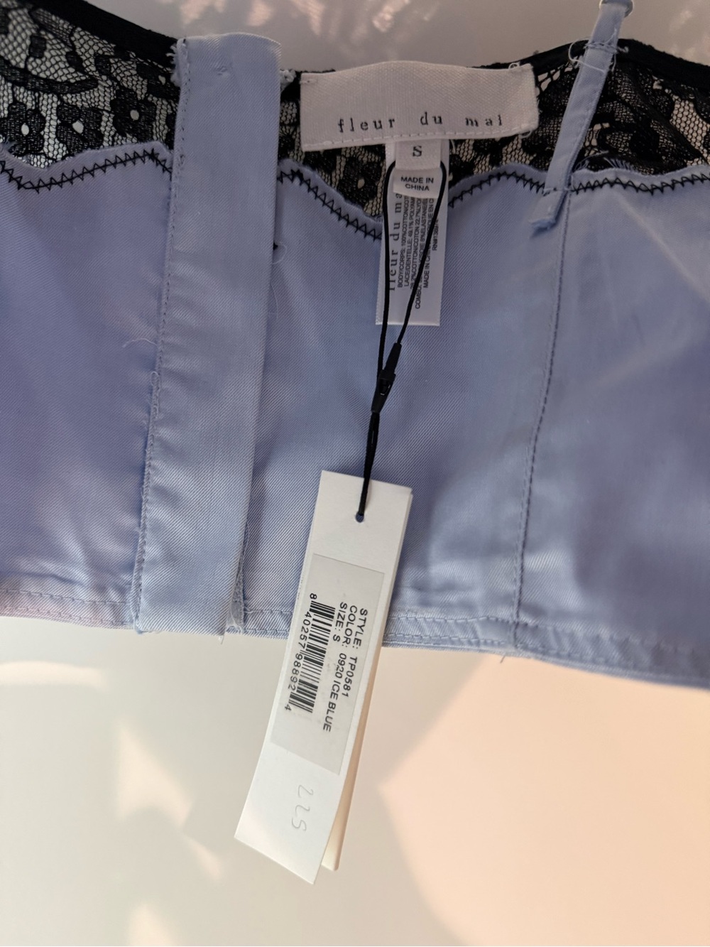 Fleur du Mal Light Poplin & Lace Bustier ice blue - Picture 3 of 4